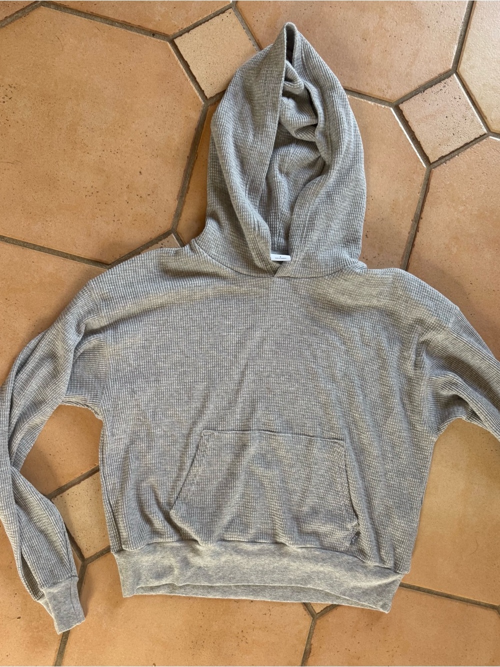 TNA Hooded Waffle-Knit Pullover Sweater - Gray